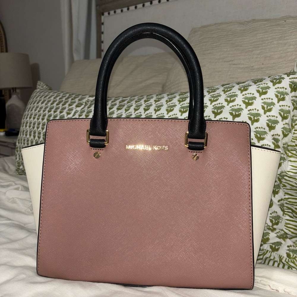 Michael Kors Pink and Cream Satchel Bag